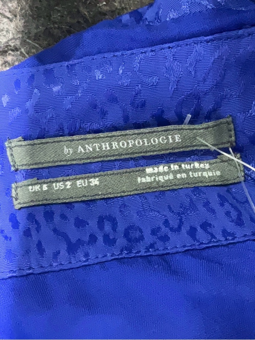 Anthropologie Cobalt Blue Textured asymmetrical mini dress one ruffled shoulder